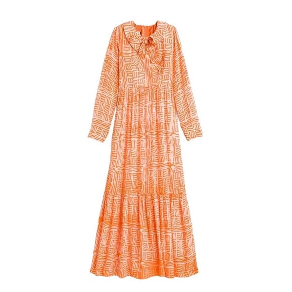 Busayo Orange Long Sleeve Bow Dress New Size Large - Picture 1 of 2